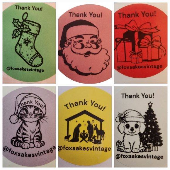 100 Christmas Customized Thank You Stickers - pick one design - Picture 3 of 16
